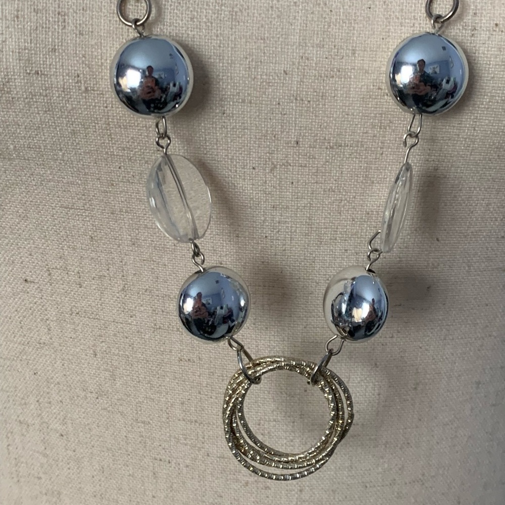 Silver & Clear Beaded Long Necklace - Picture 3 of 3